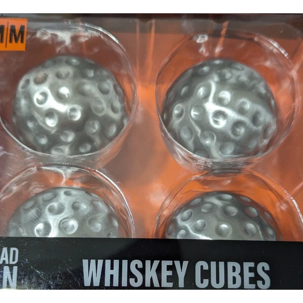 Mad Man Whiskey Cubes Golf Ball Style Reusable Ice Cubes 4 Count in Gift Box